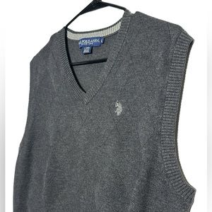 US Polo Assn Mens Grey Check V Neck Sweater Vest - L